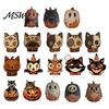 Three-dimensional Layered Painting Ornaments Halloween Wooden Ornaments, Distressed Pumpkin/Cat Decorations, Desktop & Wall Durable Wood Tabletop Art
