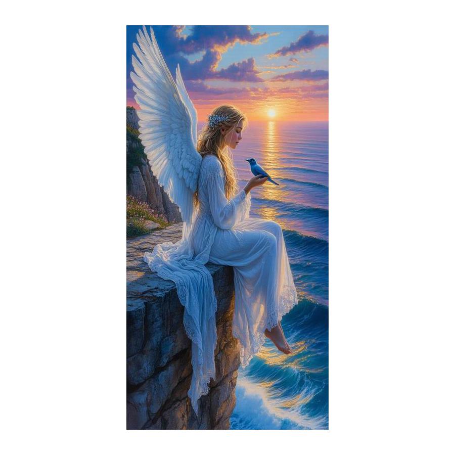 Sunset Sea Angel Girl Bird Large Size Diamond Painting New Collection Scenery Diy Full Drill Rhinestone Embroidery Mosaic Cross Stitch Kits