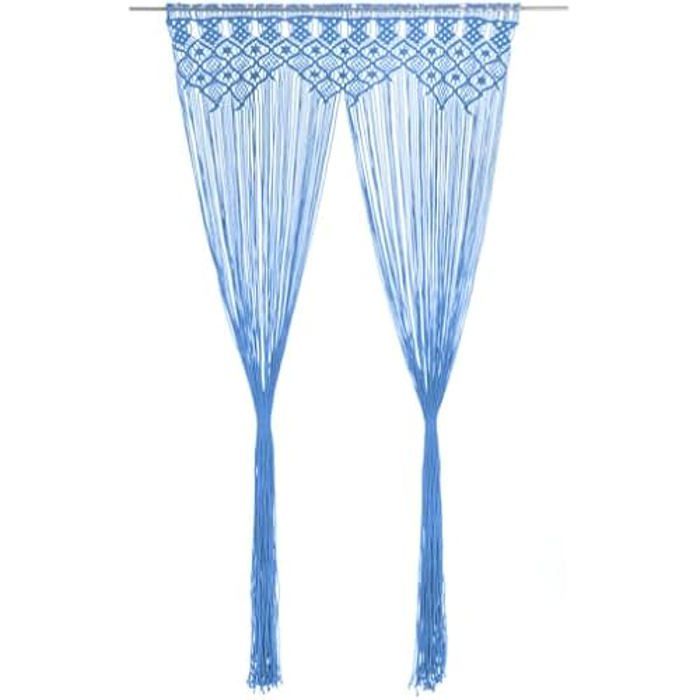 Rideau Séparateur de Pièce - VIDAXL - Macramé Bleu - 140x240 cm - 80% Coton - Intérieur