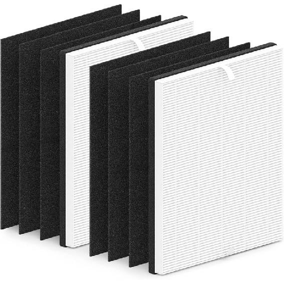 MD1-0022 Replacement Filter, 2 True HEPA Filter MD1-0022+ 6 Activated Carbon Pre-Filter MD1-0023, Compatible with Vornado Models AC300, AC350, AC500,