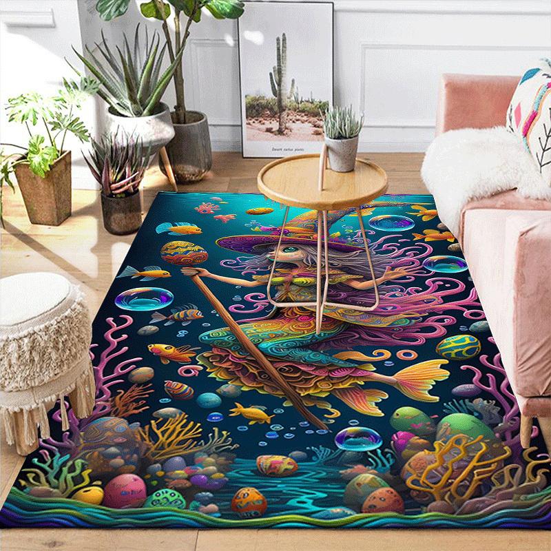 1 Stück Hexen-Druck, Design Innenbereich Teppich - Weich, Rutschfest und Langlebig Gaming-Zimmer Dekor für Schlafzimmer, Wohnzimmer