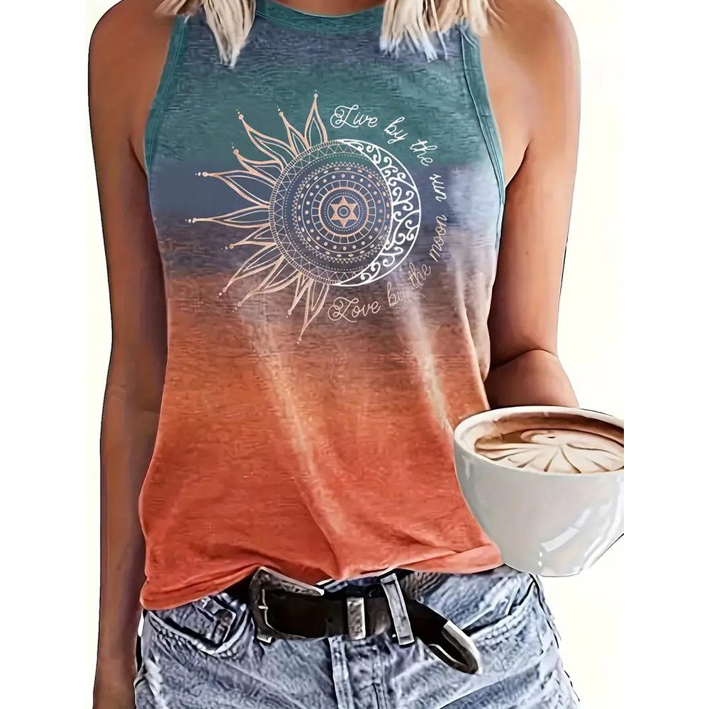 

Красочная кошка 3D-печать женская майка без рукавов, круглый вырез открытые плечи повседневный жилет, Y2K майка без рукавов, женская одежда 2XL