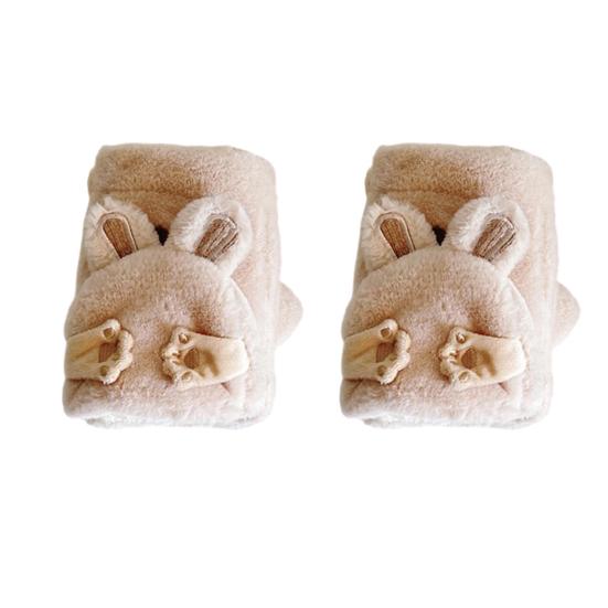 Women Winter Plush Gloves Thickened Warm Fuzzy Rabbit Mittens Girls Convertible Winter Fingerless Mittens