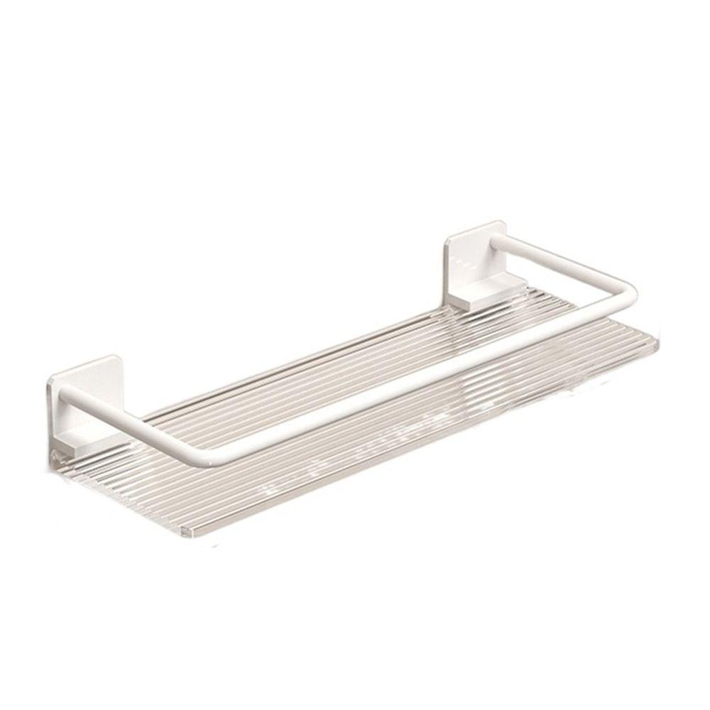 Wall Mounted Acrylic Shower Shelf Stainless Steel Storage Organizer Rack Shower