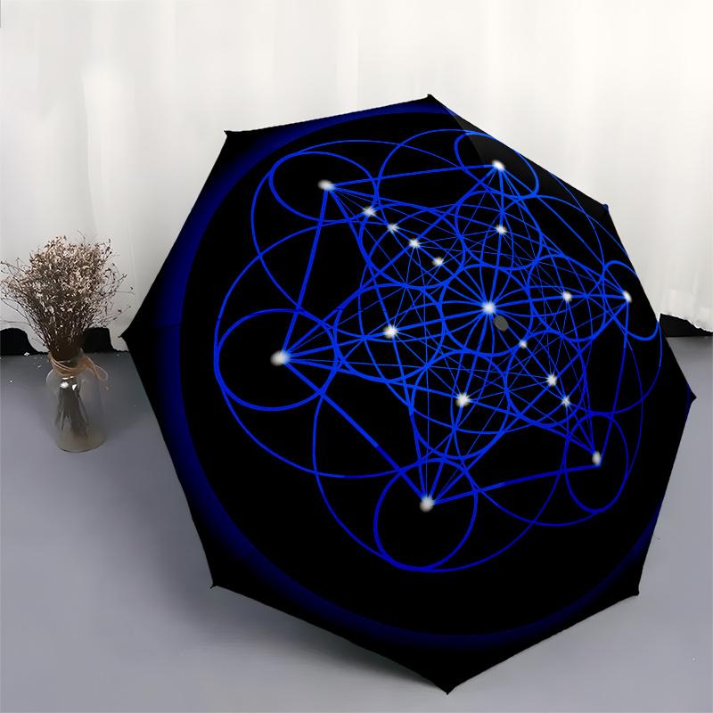 Blue Geometric Mandala: Aesthetic  DecorUmbrella, Portable 3-Fold Compact Umbrella,Christmas Gift ES574