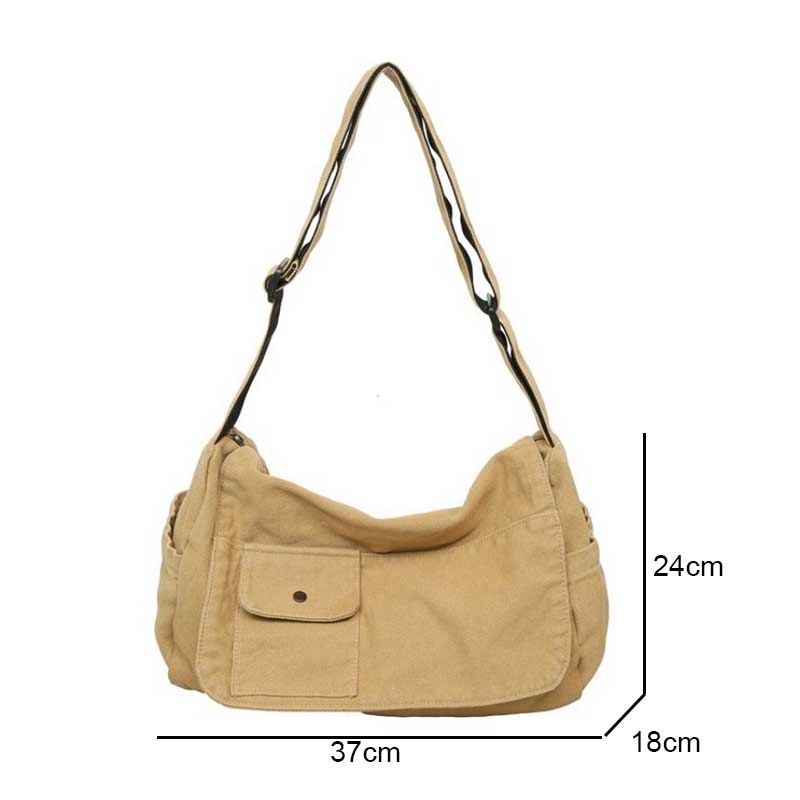 Neformální plátěná taška messenger Všestranná klopová taška s velkou kapacitou přes rameno na knihy pro studenty Nastavitelná crossbody taška pro muže a ženy