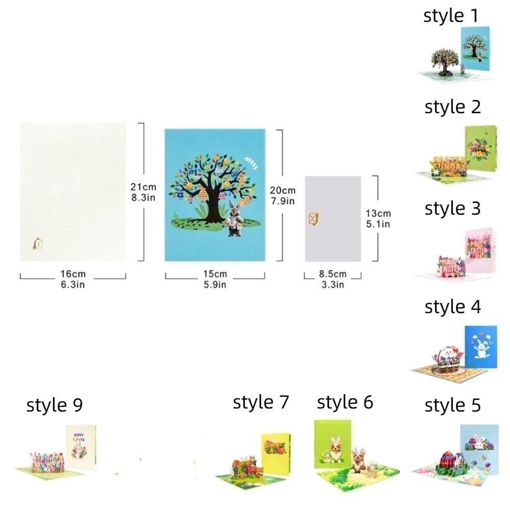 Med Kuvert 3D Pop-up Påskkort Vikbart Festkort Kanin Ägg Gåvor Kort Heminredning