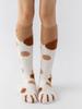 College Style Thicken Coral Fleece Cat Paw Calf Socks For Women Autumn Winter Warm Long Tube Socks Home Sleeping Floor Socks