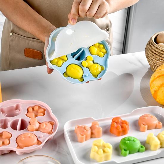 Cake Mold with Lid Easy To Clean Silicone Cute Little Bear Shape Baby Auxiliary Food Mould Kitchen Gadget