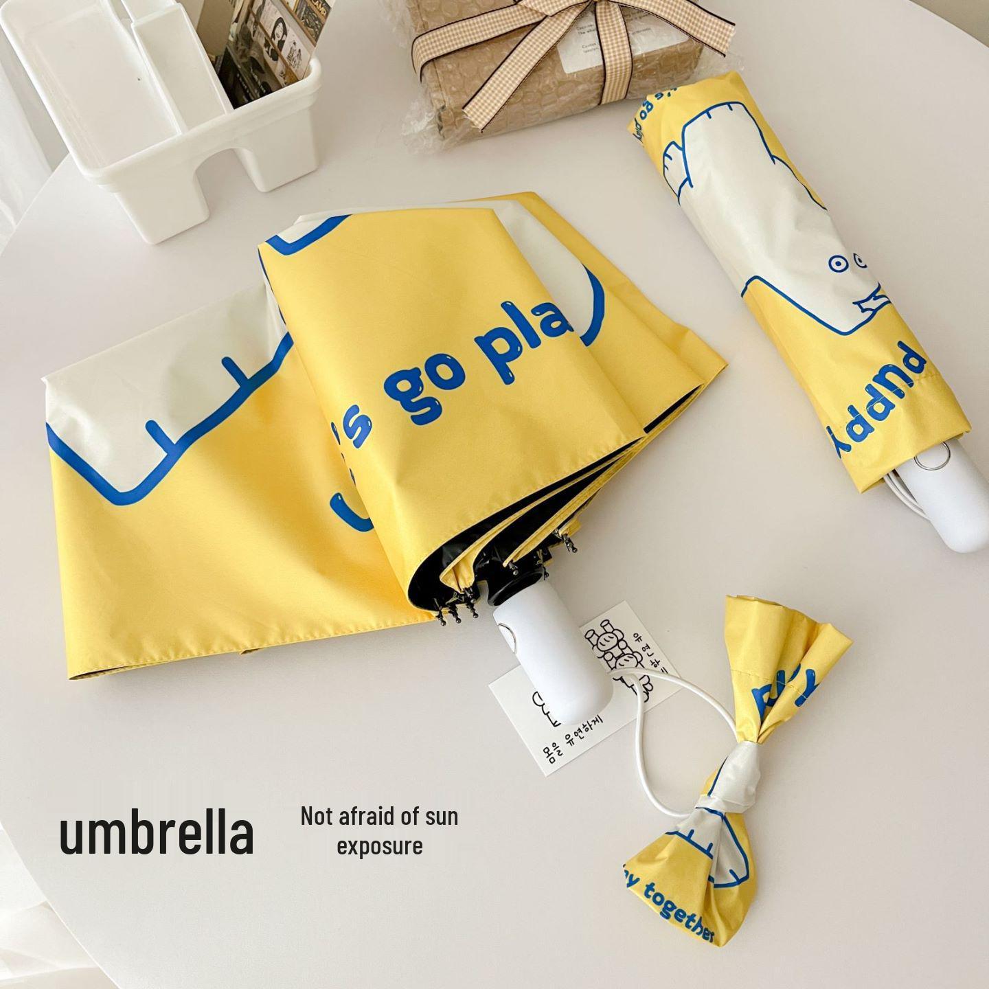 

Xiaohongshu Cute Cartoon Automatic Folding Umbrella for Women - Dual-Use for Sun and Rain with Black Glue Sunshade Mini Parasol Sunshade Sun Protection - Dual Use