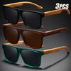 3 Pairs of Classic Retro Full Frame Imitation Wood Grain Legs Colorful Reflective Women's and Men's Fashionable Box Glasses