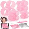 Set di Bigodini in Plastica Autoadesivi per Capelli, 4 Misure, 12 Pezzi, con Clip Metalliche, Strumenti per Parrucchiere Fai-da-te