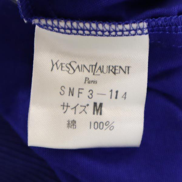 Yves Saint Laurent 90s Short Sleeve Half Button Shirt M Blue Women Used
