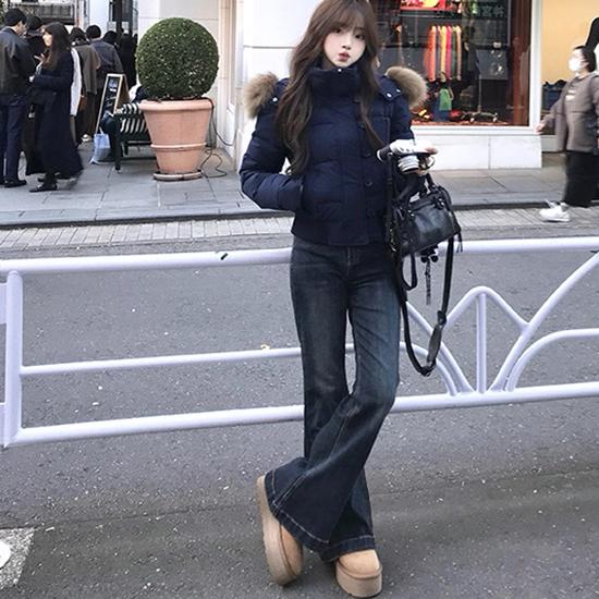 Hooded Fur Collar Cotton Jacket Women's Winter American Retro Thick Warm and Cold Resistant Short Bread Jacket