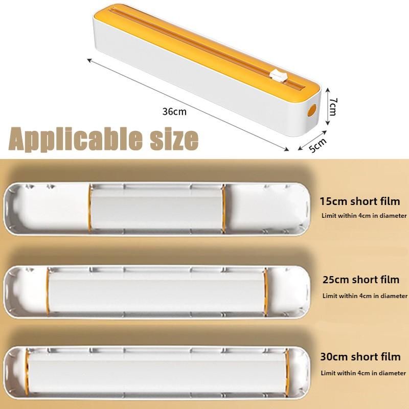Dozownik folii spożywczej 2 w 1 Dozownik folii z nożykiem Pudełko do przechowywania Folia aluminiowa Folia stretch Nożyk Półka ścienna Organizer kuchenny