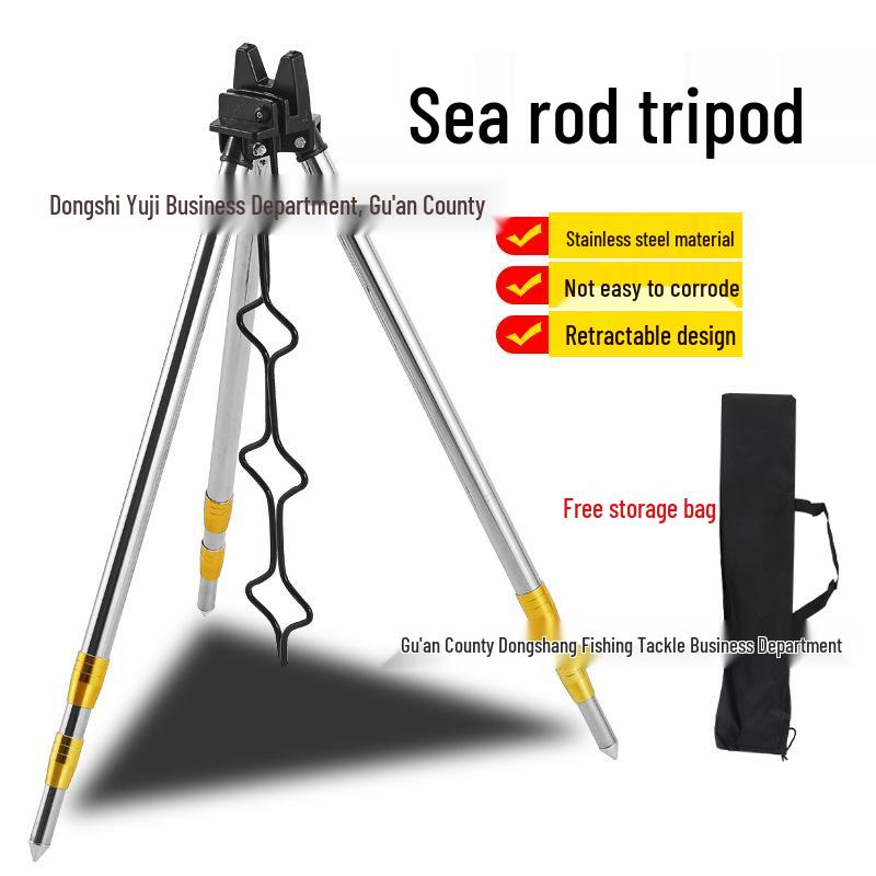 Retractable Triangular Stainless Steel Fishing Rod Holder Stand