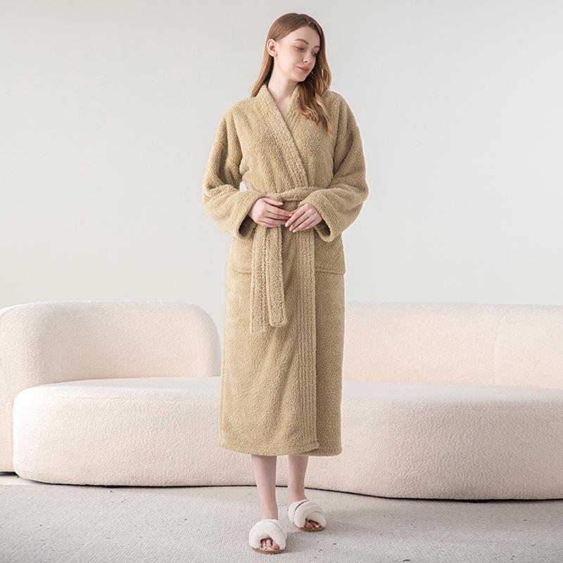 Unisex Jacquardfleece Badrock - Lång, Förtjockad, Plus Size Pyjamas för Höst & Vinter.