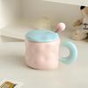 Cute High value Mug with Lid for Girls Office Coffee Cup Contrast Couple Cup