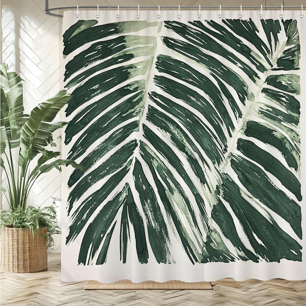 

Modern Minimalist Art Leaves Pattern Shower Curtain Bath Curtain Plant Printed Bathroom Curtains For Home Decoration Curtain W60H190(CM)-1 Pcs