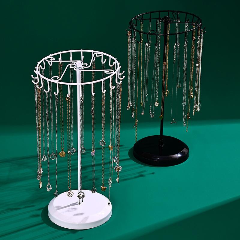 Rotate Jewelry Displays Rack Necklace Jewellery Showcase Stand Household Trinket Storage Shelf Multiple Necklace Display Holder