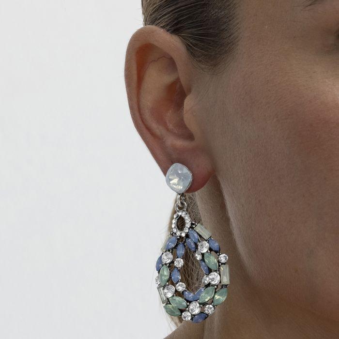 Earrings - LUXENTER - Liodas - Silver Finish - Multicolored Stones - Crystal