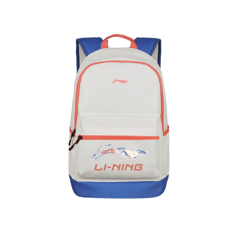 Li Ning Polyester Backpack Unisex White & Blue YBSU251-1A2