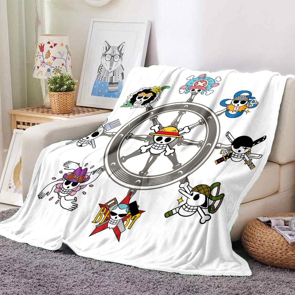 1PC One Piece Straw Hat Pirates Patterned Flannel Blanket Suitable For All Seasons For Home Decor Warmth And Comfort Gifts Holiday Present