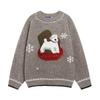 American Retro Dog Jacquard Knit Sweater Loose Fit Couple Top Teens