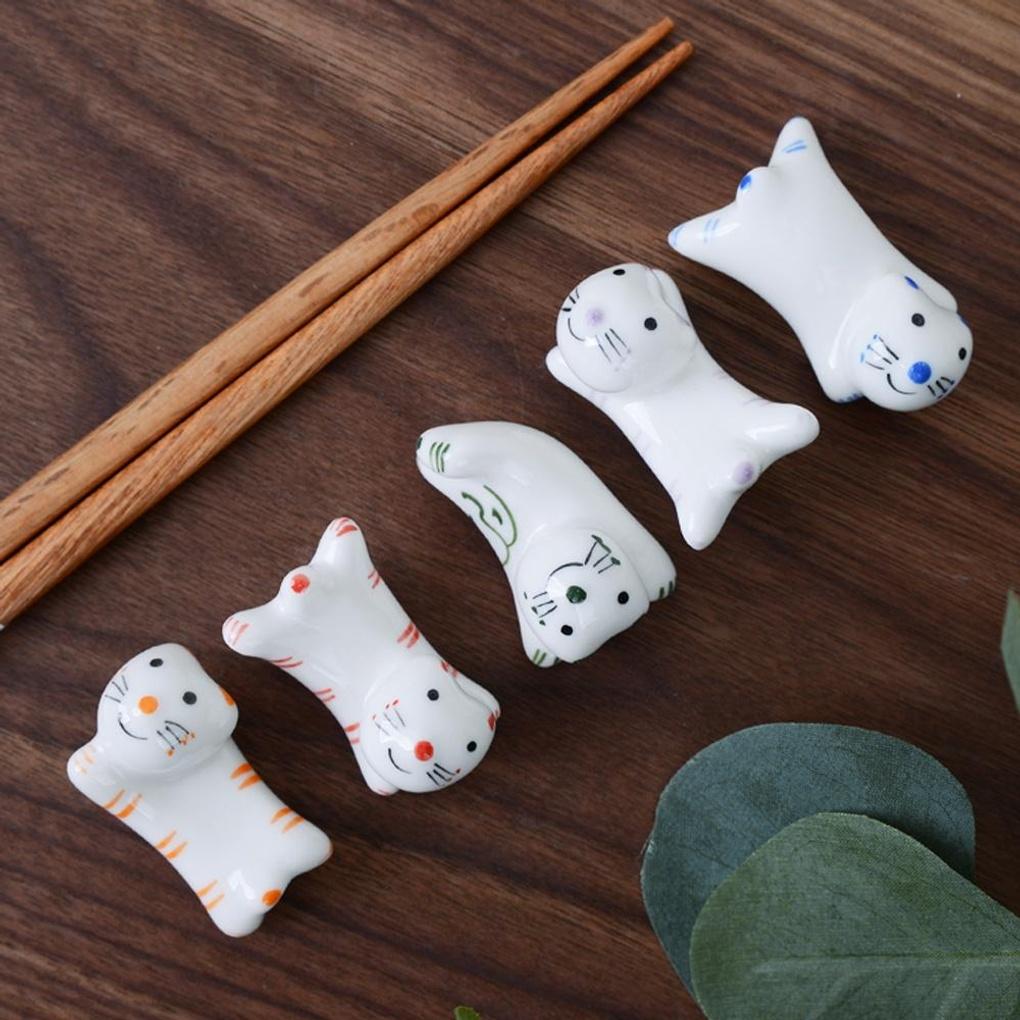 Nekomiko Ceramic Spoon Rest Chopstick Rest 5-Piece Set
