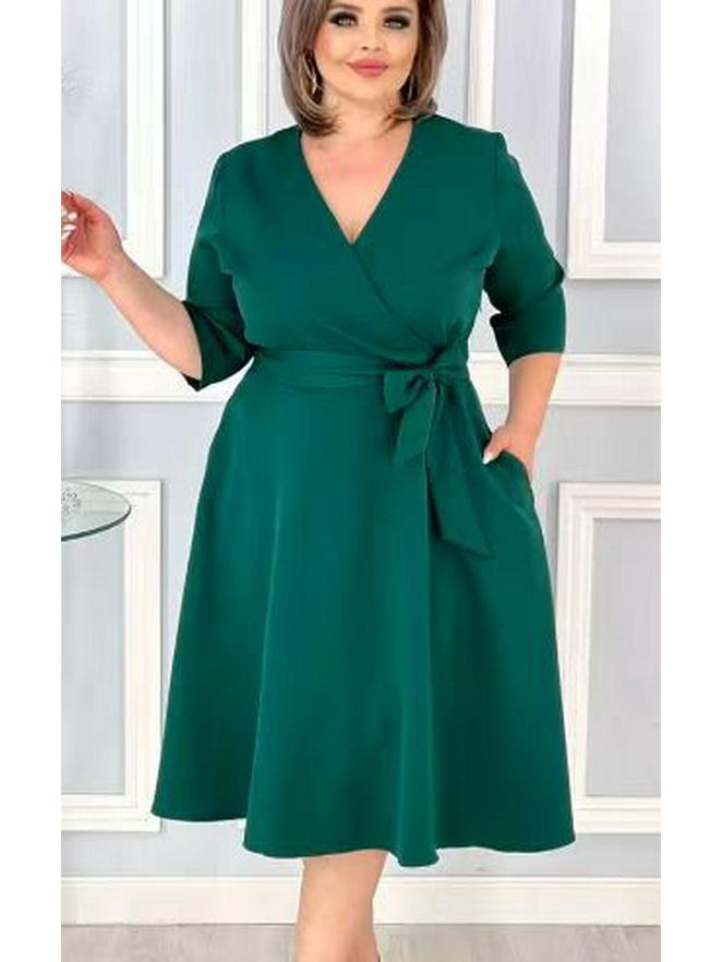 

2025 New Plus Size Solid Color Dress for Europe and America L