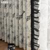 1PC LOZUJOJU 70-80% Blackout French Romantic Style Butterfly Print Pattern Ruffle Edge Curtain for Bedroom Living Room Home Decor