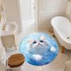Water Ripple Cat,Round Area Rug,Carpet Rug for Living Room Bedroom Sofa Playroom Decor,Non-slip Floor Mat