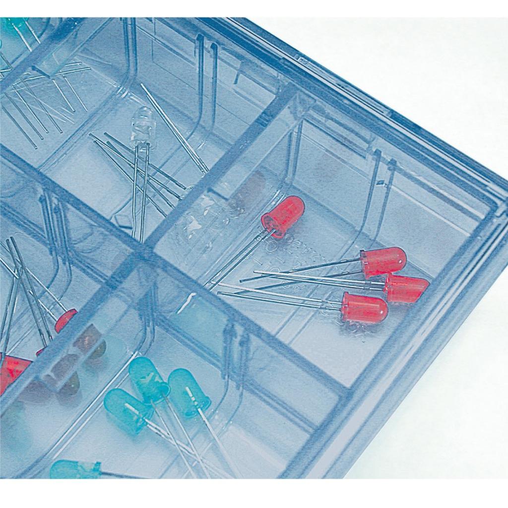 HOZAN ESD Parts Parts Storage Box with Inner Box and Allows Contents to be Viewed with Lid Case, Anti-Static Dividers, Closed, B-17-BB