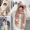 Warm Plush Hat Scarf 3-in-1 Ear Protection Cap New Three-piece Hooded  Unisex