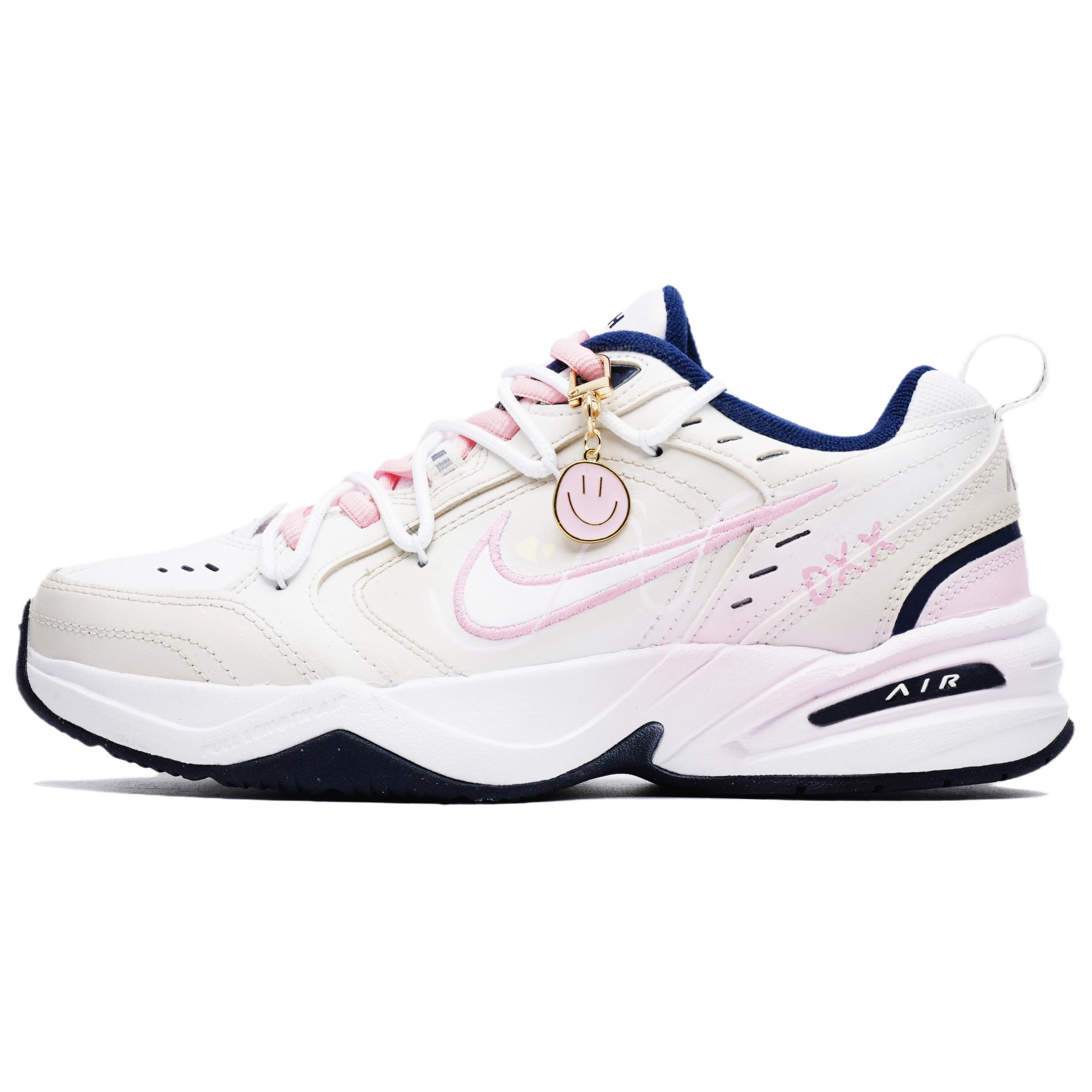 

Nike Air Monarch 4 Anti-Slip And Wear-Resistant Support Height Increasing Low-Top Chunky Sneakers Unisex Gray Pink 415445-102(Team145-) 38