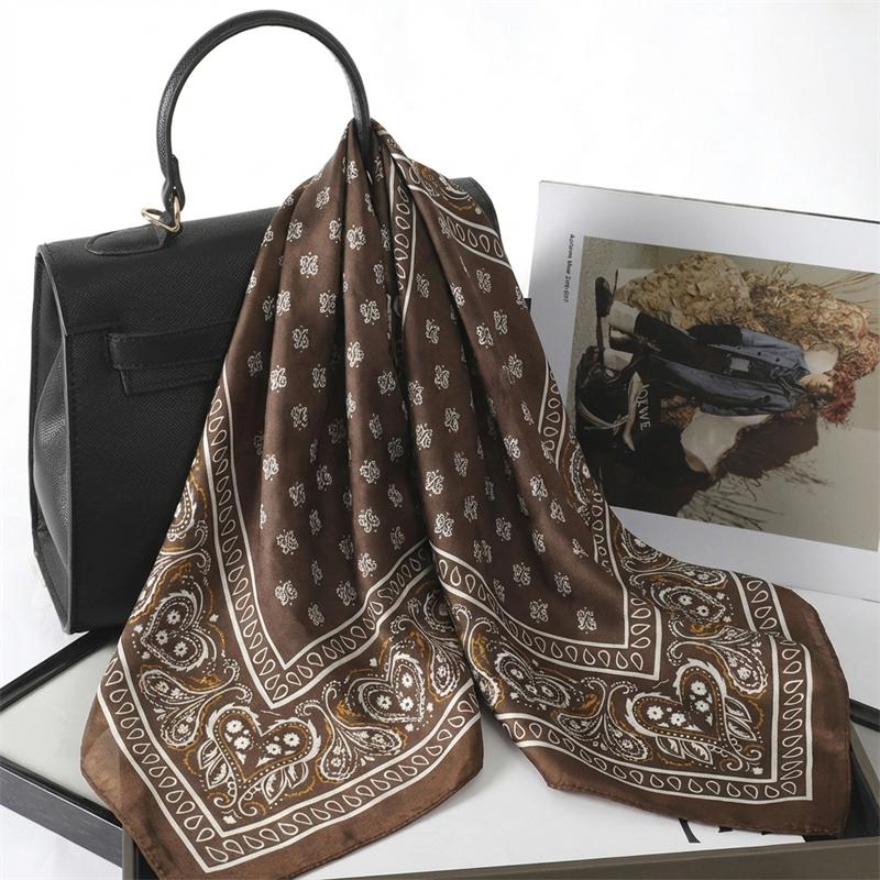 

NEW Paisley Print Square Scarf For Women Shawl Neckerchief Female Hair Bands Head Wraps Headband Foulard Satin Hijab Bandana 70x70cm