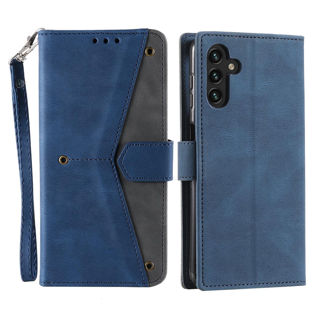 For Samsung Galaxy A16 5G/A16 4G Leather Case Splicing Stitching Wallet Stand Phone Cover with Strap