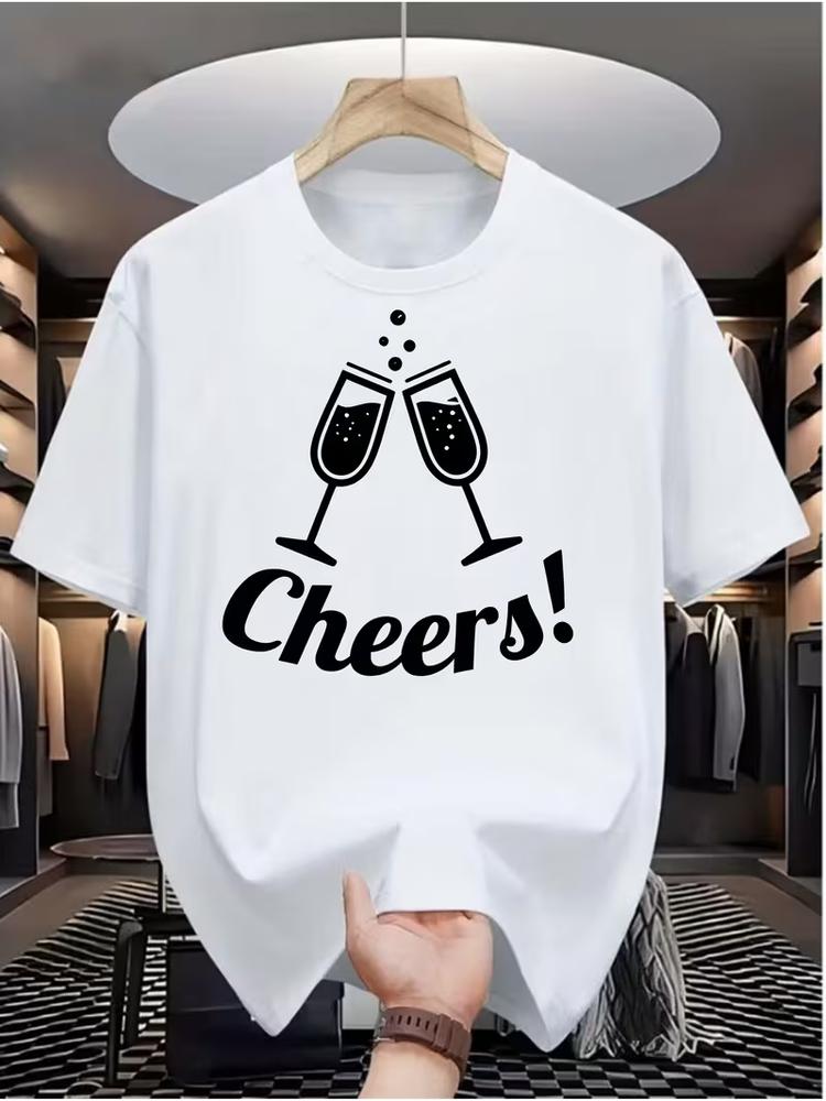 Mens casual graphic tee digital print crew neck streetwear hip hop tshirt S
