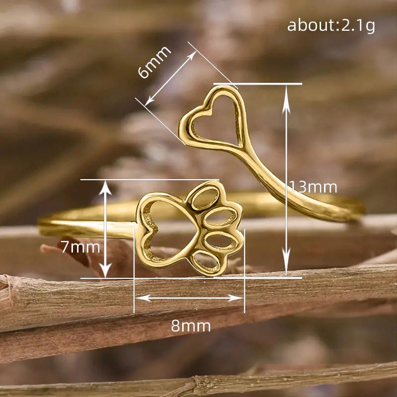 Cao Shi Cute Cat Claw Open Ring - Adorable Design for Students & Women