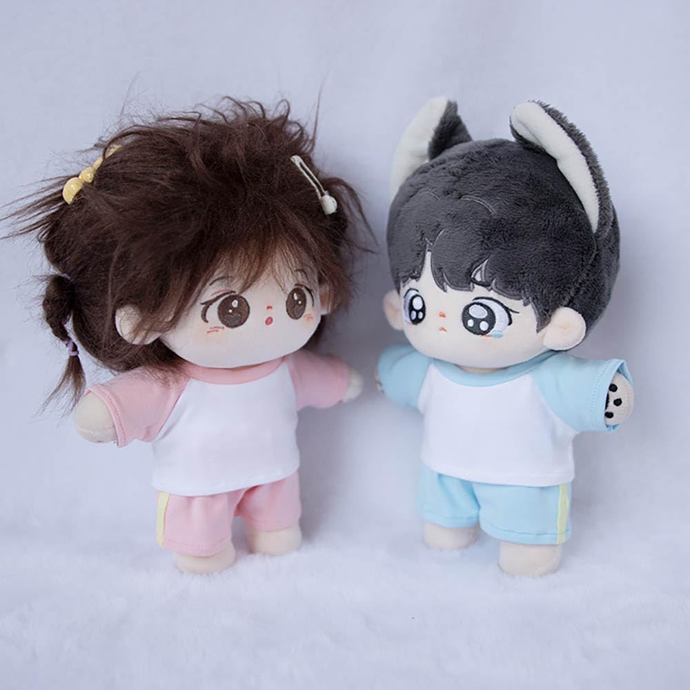 niannyyhouse 10cm, 15cm, 20cm Plush Clothes, Sportswear, Color Blocking, T-Shirt, Pants, Dress-Up, Cotton Doll, Accessories (a1, 20cm)
