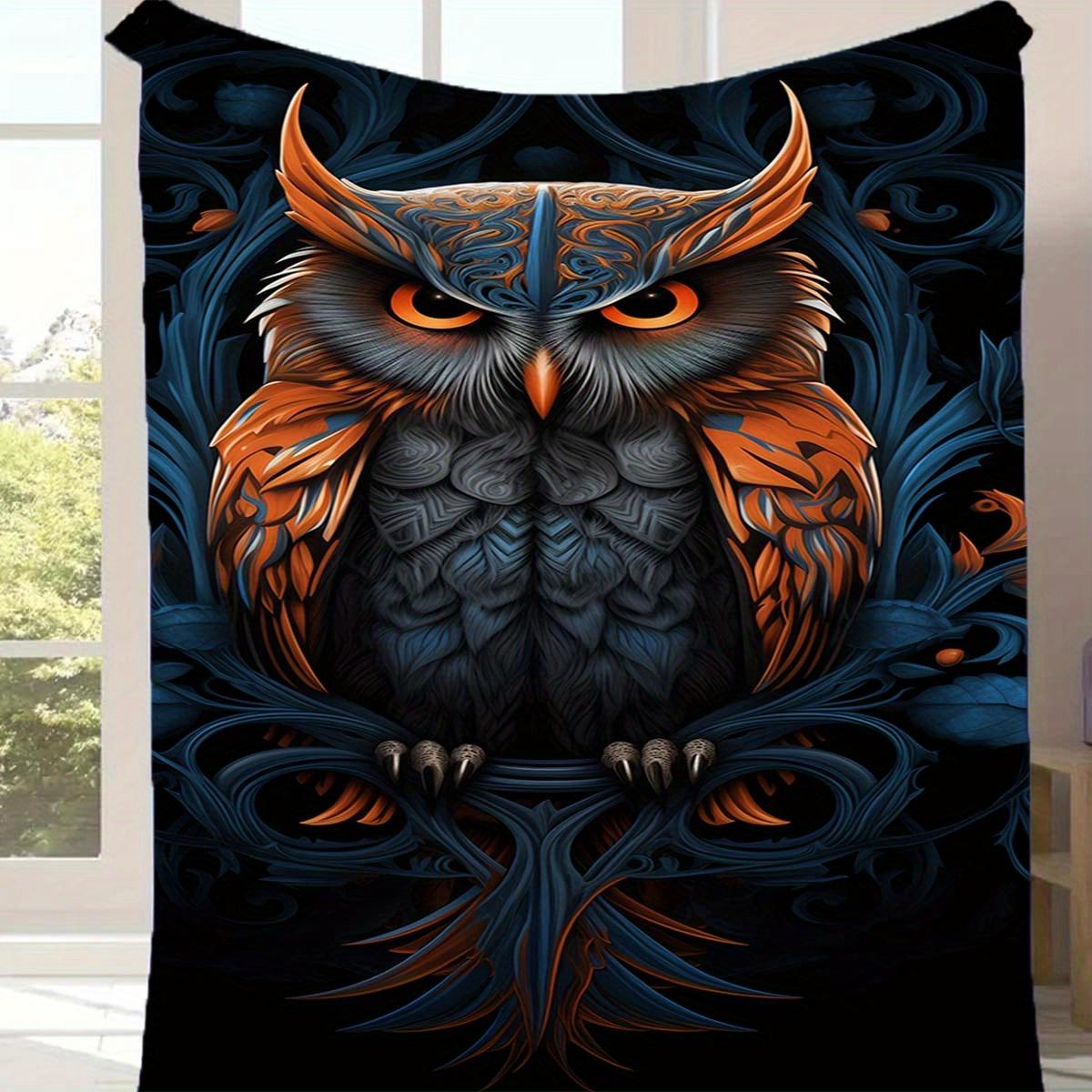 

1pc Owl Print Blanket, Soft Warm Throw Blanket Nap Blanket For Couch Sofa Office Bed Camping Travel 130cmx150cm