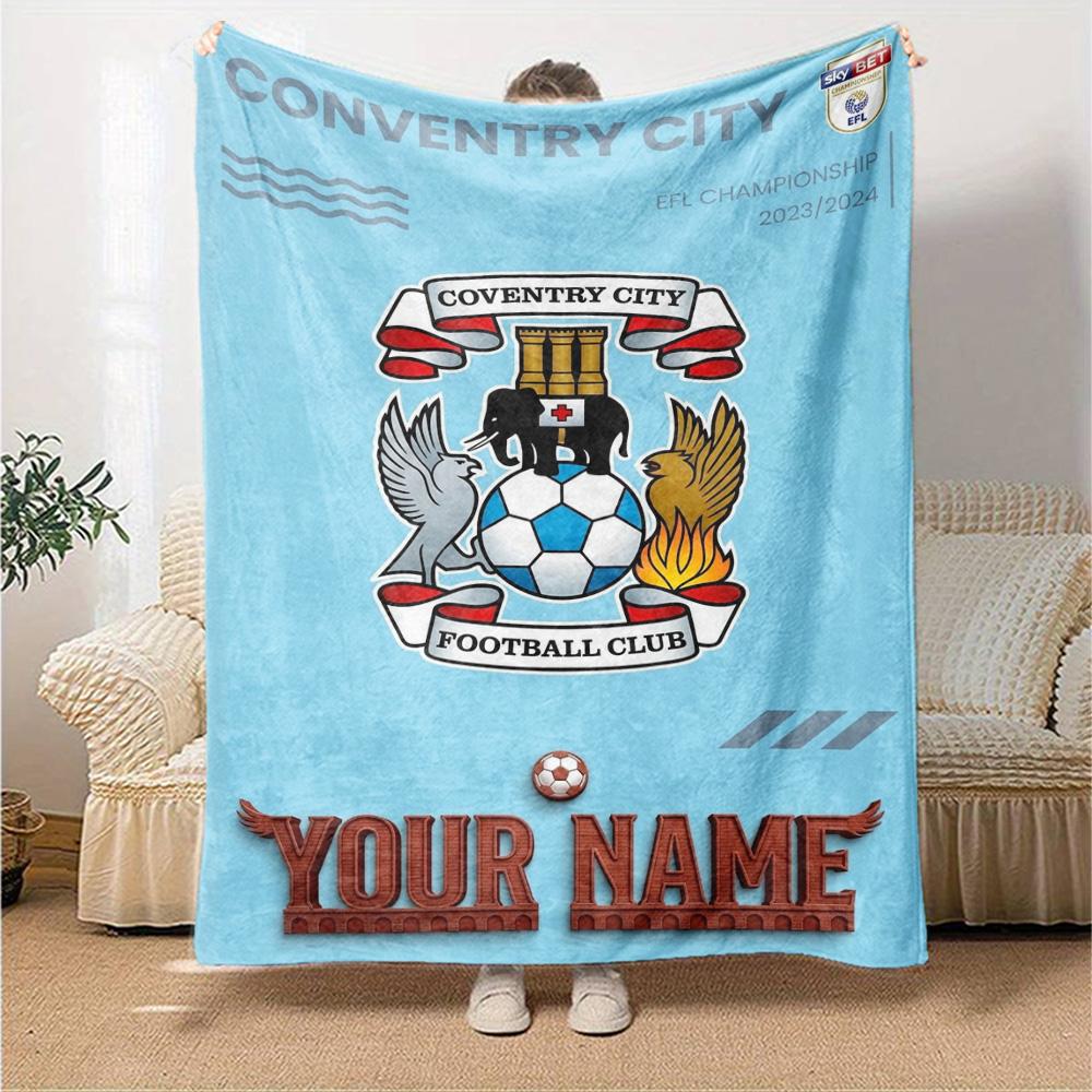 Name Custom Coventry City Print Flannel Blanket High Quality Warm Comfortable Cover for All Seasons Perfect for Gifts Home Decor