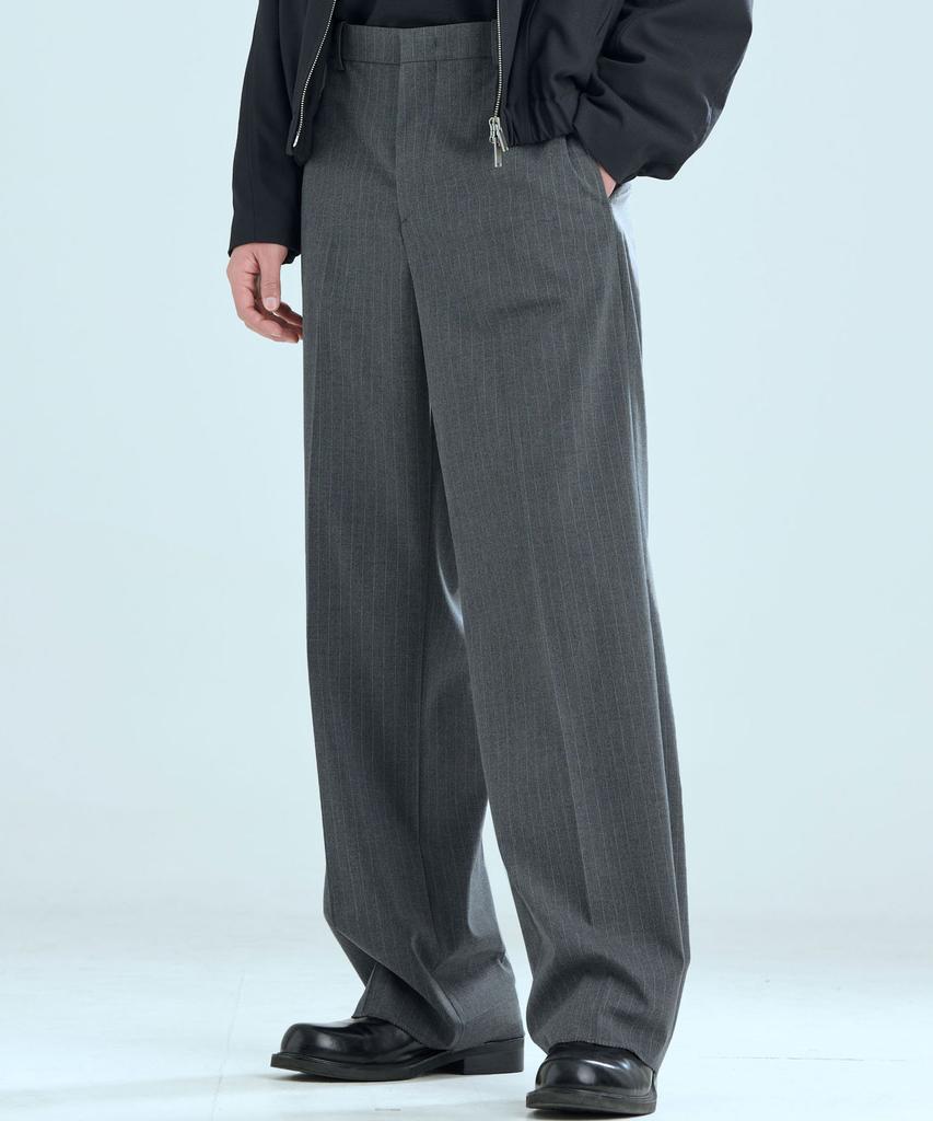 ZPLISH Striped Wide Slacks Gray