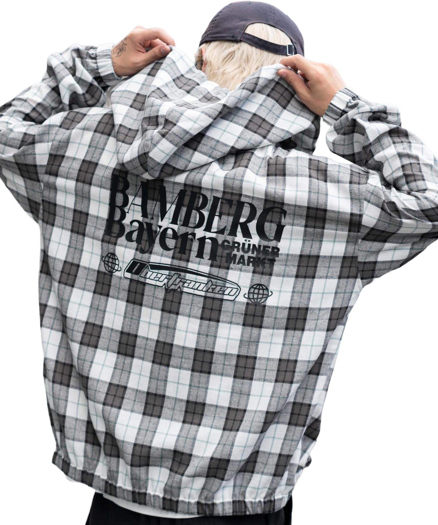 

WEGO Check Graphic Zip Hooded Casual White Size L Men s Hoodie, Outerwear, Streetwear, Fall/Winter Clothing, Gift, Check,