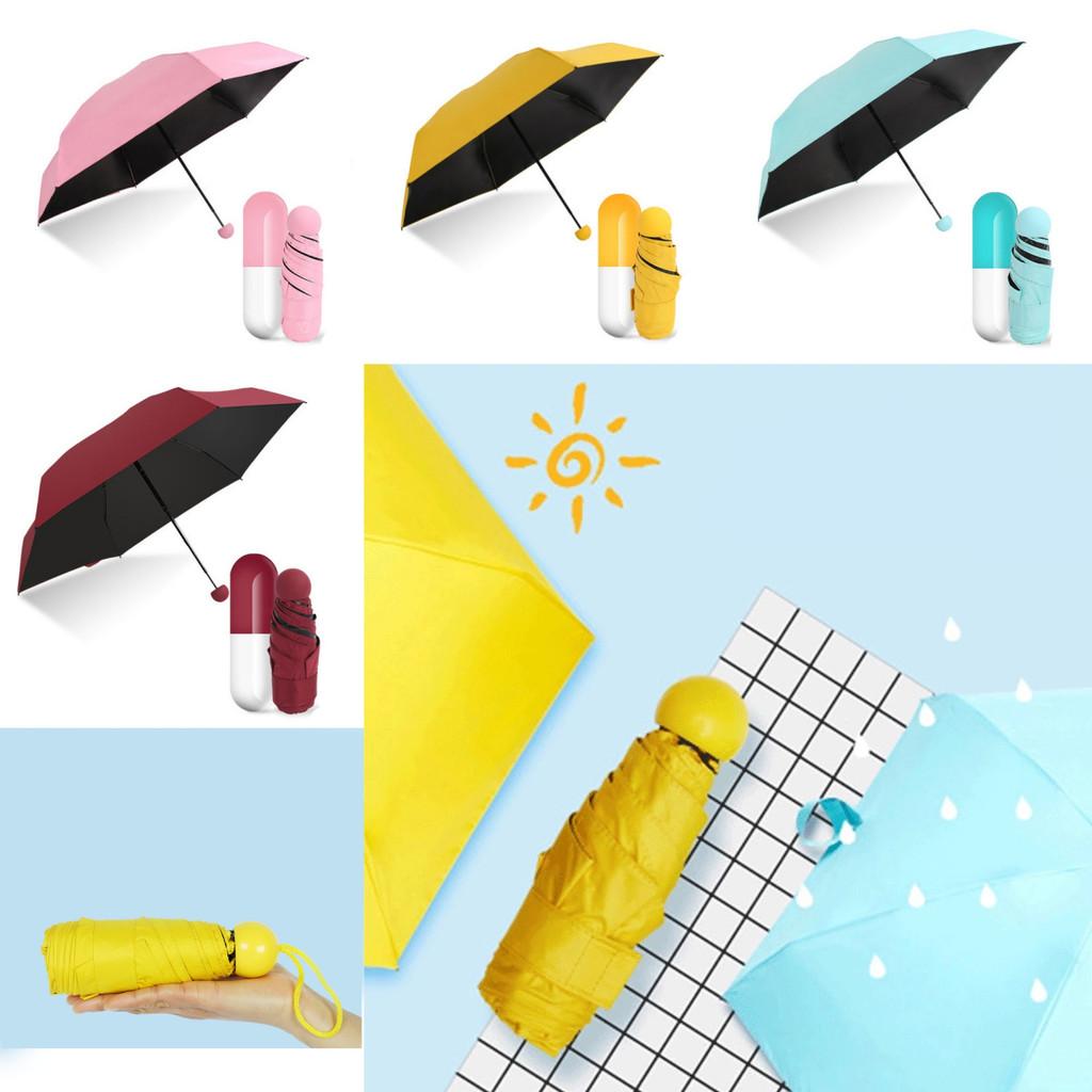 Folding Capsule Small Umbrella Pill Package Portable Travel Sunny Day Rainy