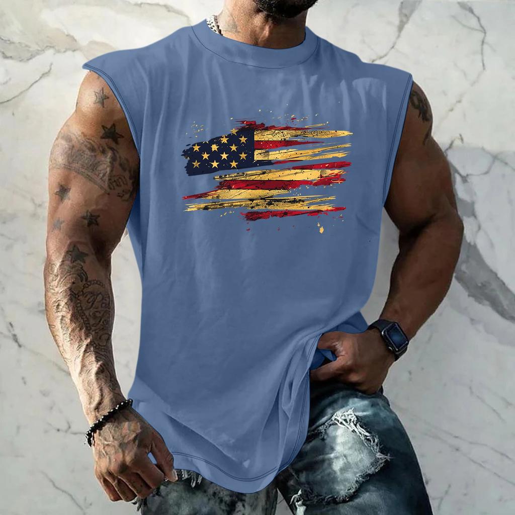 Men's Fitness Exercise Slimming Printed Waistcoat And Vest, Men's I-shaped Wide Shoulder And Back Center