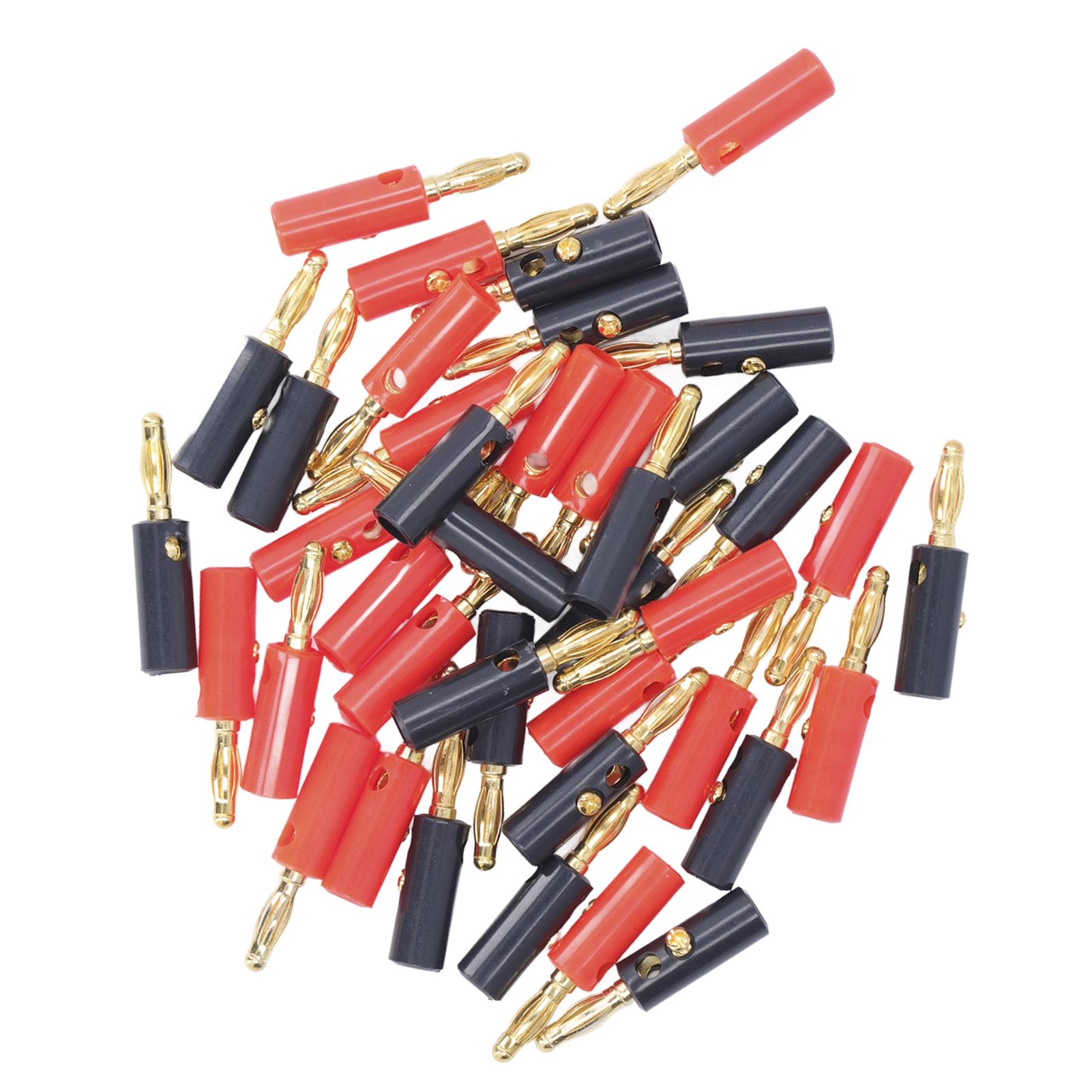 

40 шт. Банановые разъемы для динамиков, разъемы для проводов и кабелей, диаметр 4 мм, позолоченная латунь, красный, черный, универсальные