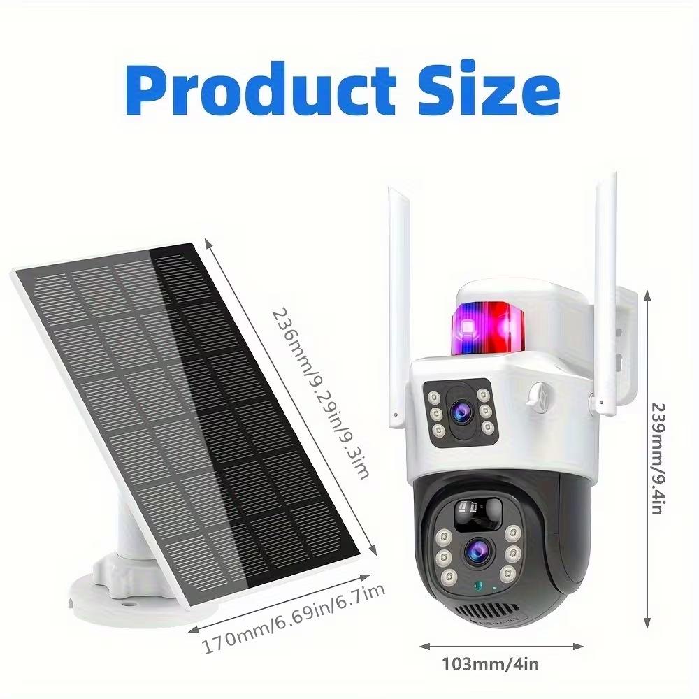 4G Outdoor Dual-View Solar Surveillance Camera with Panoramic Vision for Home