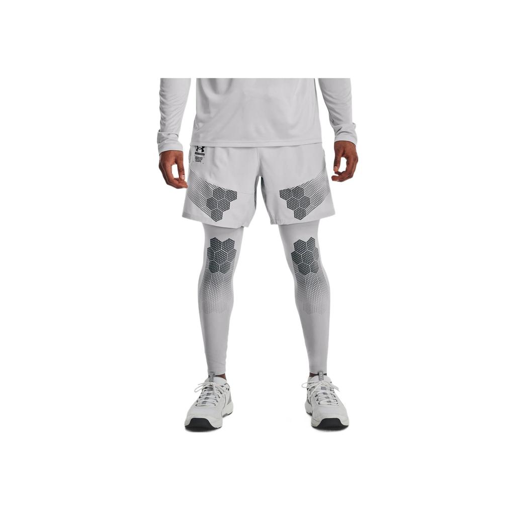 Under Armour Honeycomb Pattern Printed Embroidered Logo Drawstring Loose Fit Shorts Men Shorts White 1370416-014