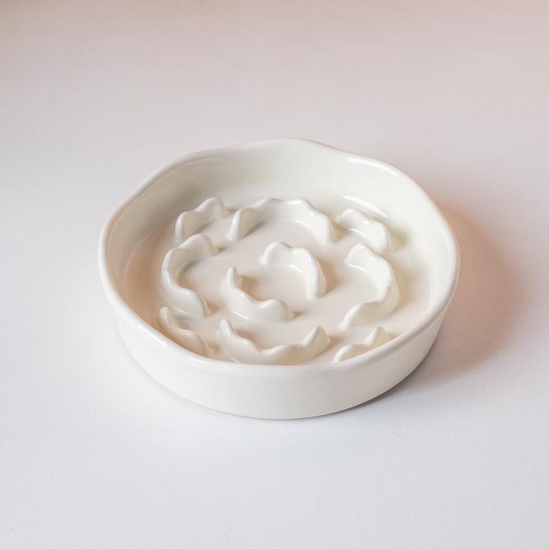 High-Leg Ceramic Slow Feeder Bowl - Anti-Choke, Neck Protection, Stable Design for Cats & Dogs